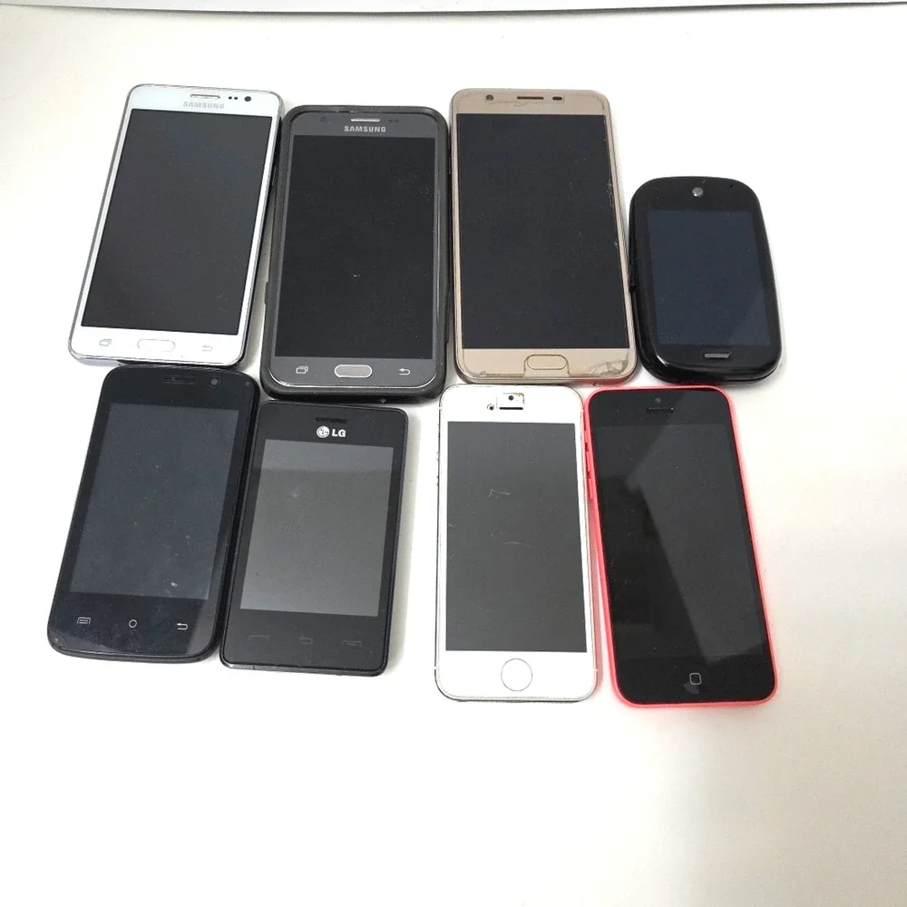 Lot Of 8 Cell Phones For Parts Only (Apple, Galaxy, Palm) As IS